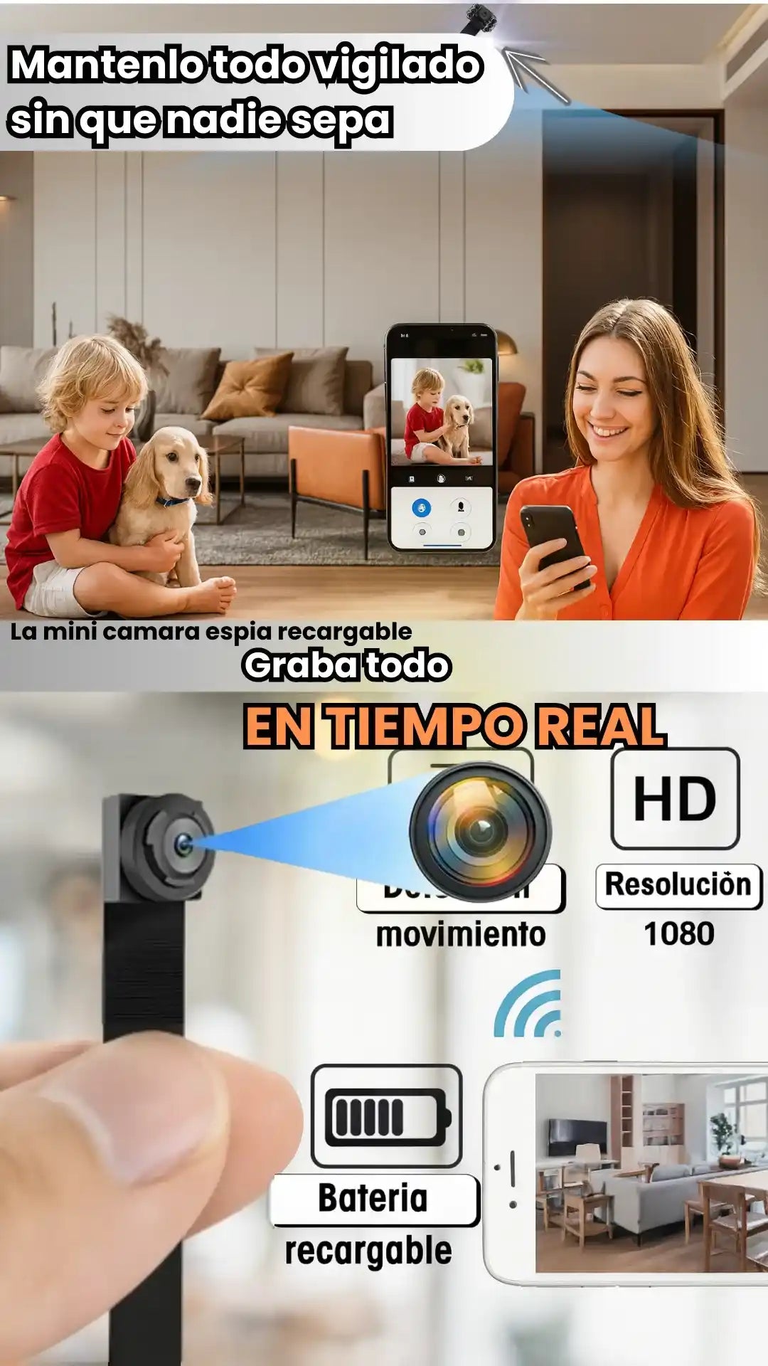 Mini cámara espía HD-Detección nocturna