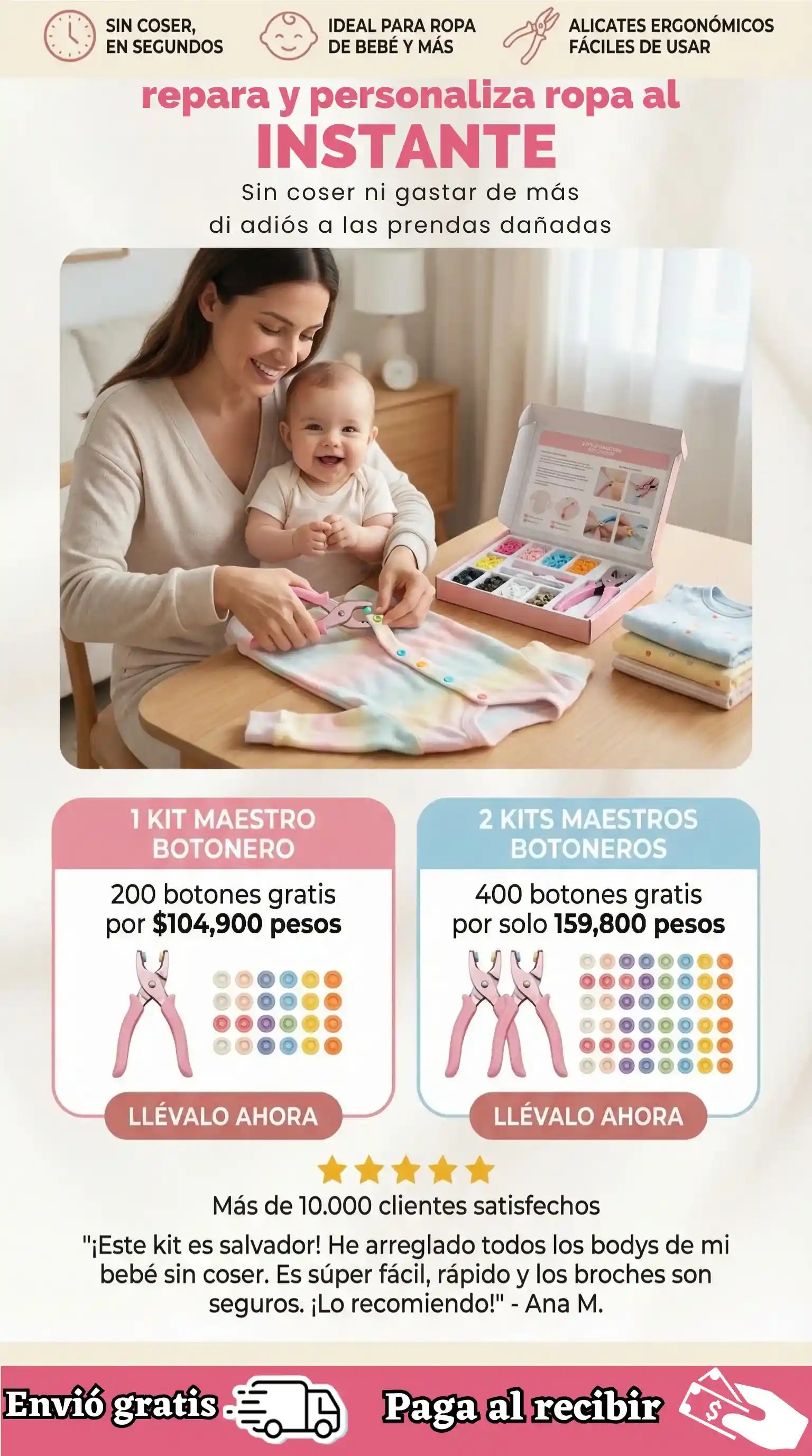 MAESTRO BOTONERO|°KIT ALICATE DE PRESION + 200 BOTONES DE PLASTICO