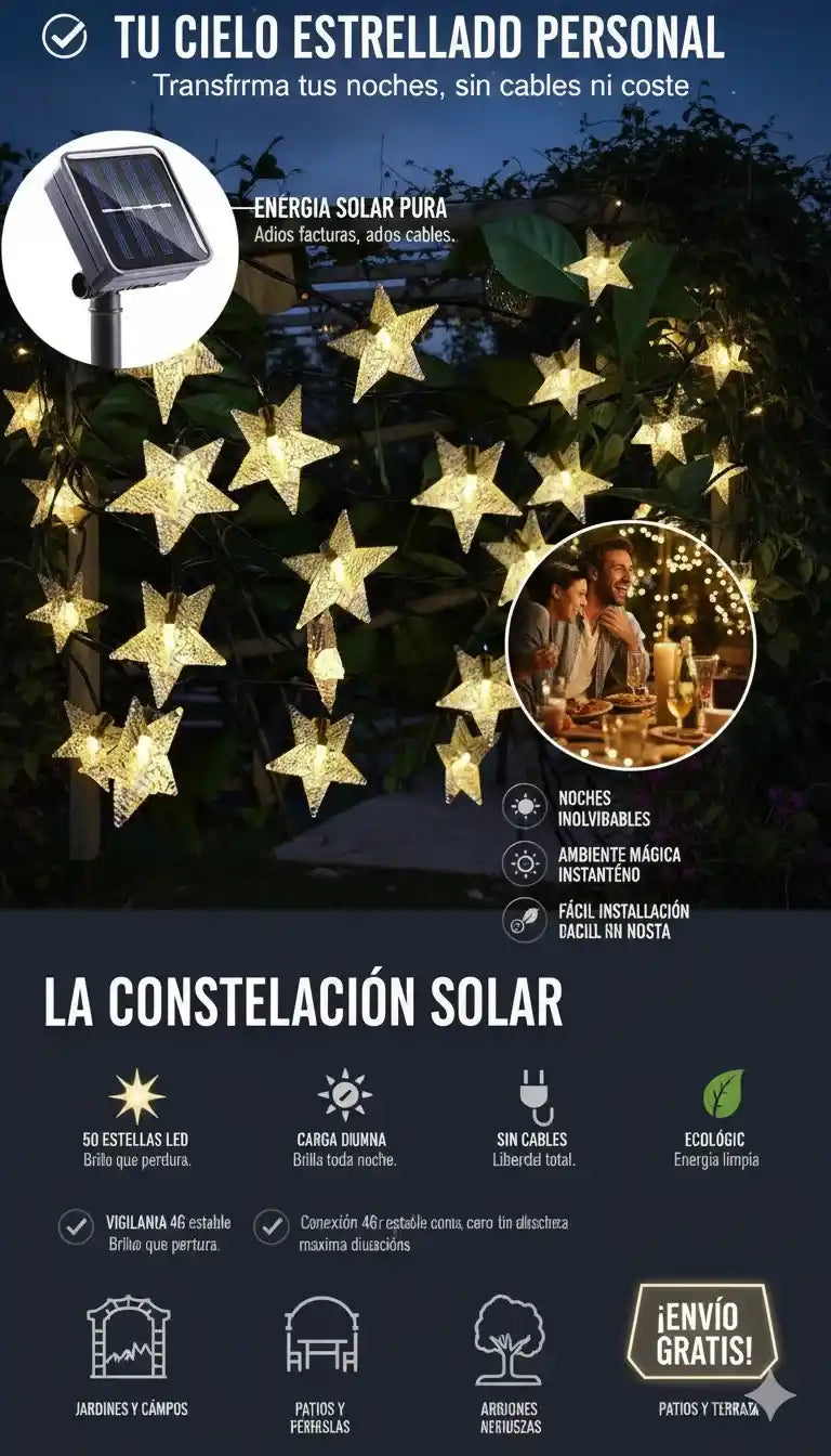 GUIRNALDA DE ESTRELLAS SOLARES X 50 UNIDADES