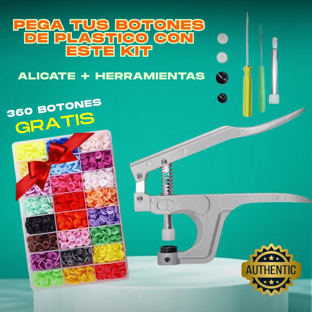 ALICATES PEGA BOTONES A PRESION- MAS DE 360 BOTONES