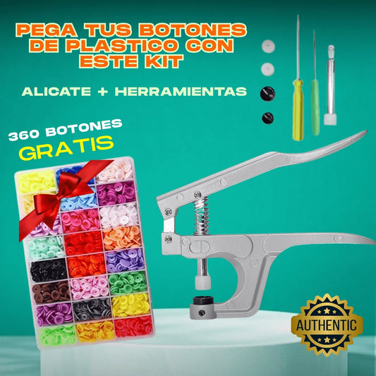 ALICATES PEGA BOTONES A PRESION- MAS DE 360 BOTONES