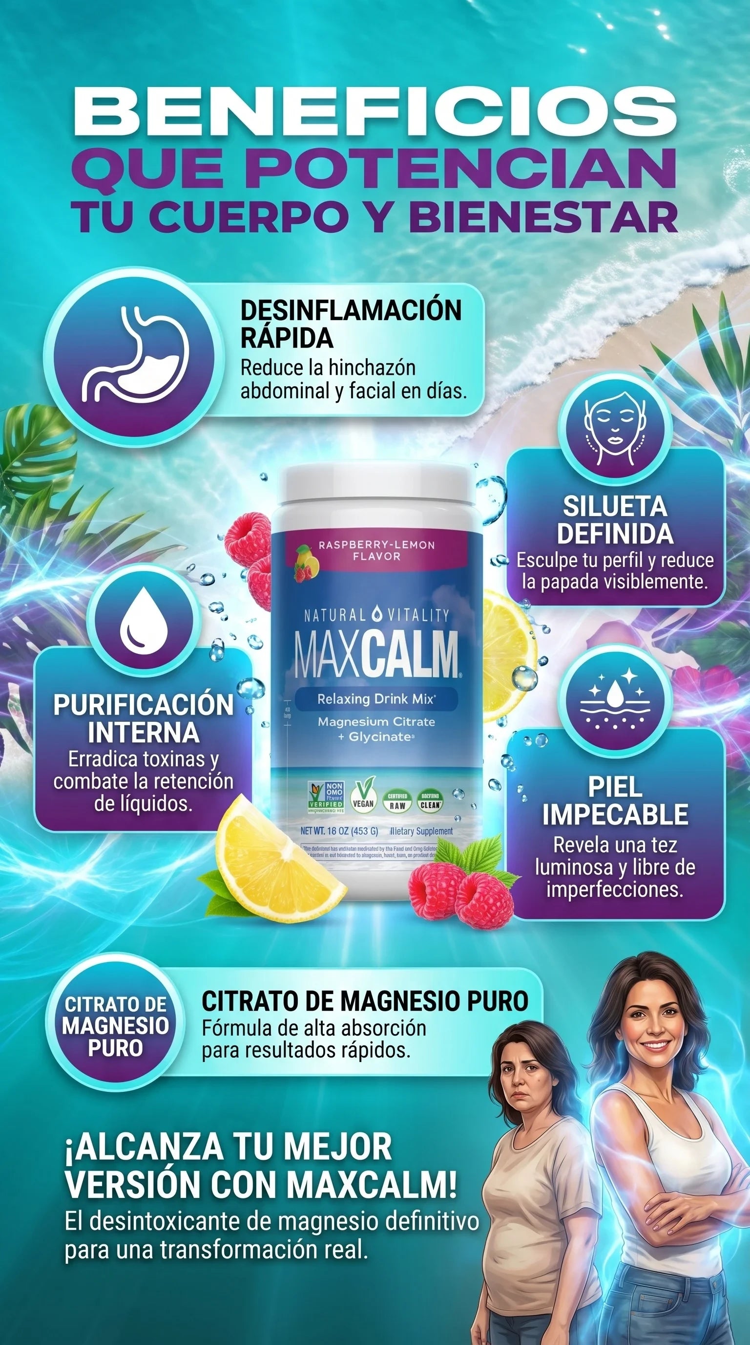 DESINFLAMA Y LUCE UNA PIEL IMPECABLE CON MAXCALM