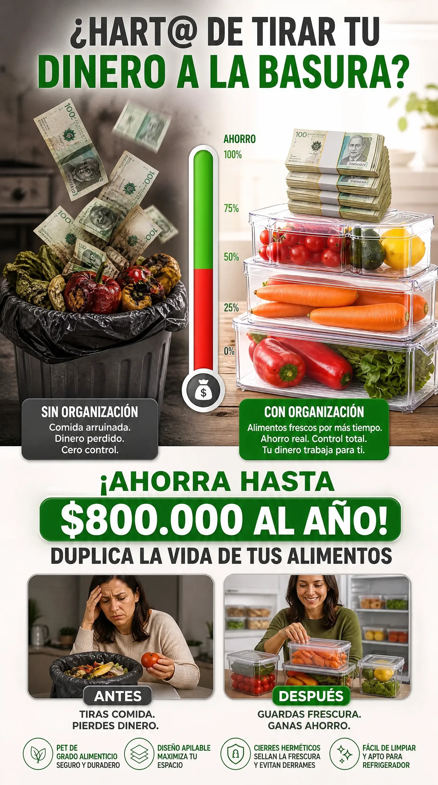 Set de 7 Organizadores de alimentos portatiles