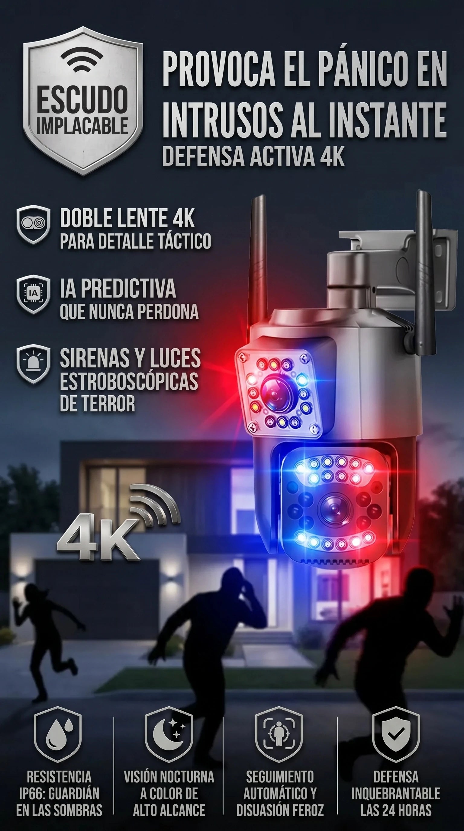 CAMARA DOBLE LENTE ROTATIVO CON ALARMA